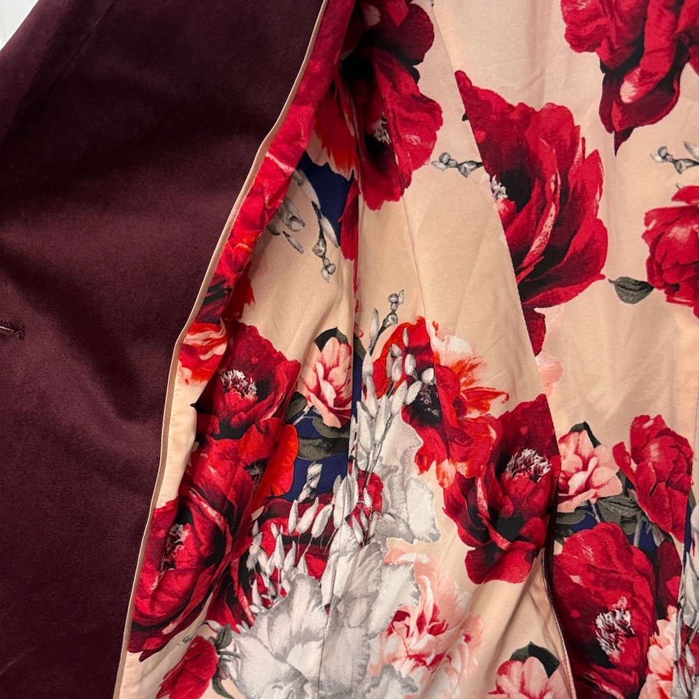 White House Black Market Deep Burgundy Velour Blazer - Picture 9 of 16